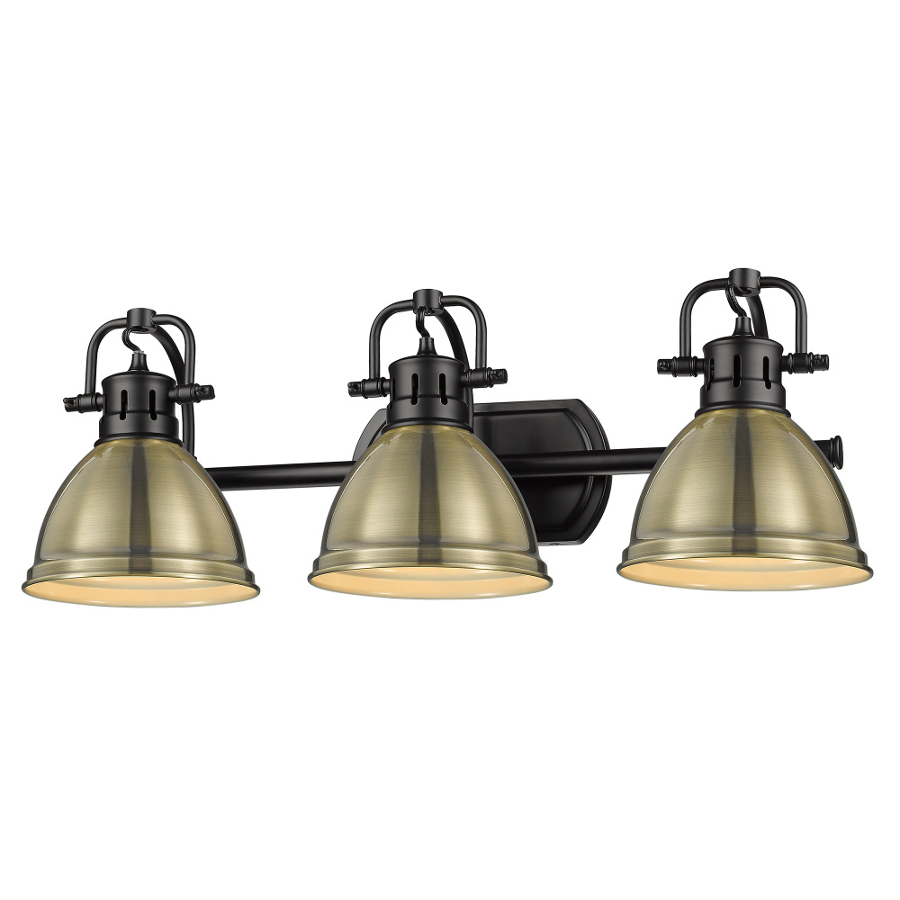 Yep by Golden Lighting Duncan 3-light Vanity in Matte Black and Aged Brass shade